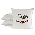 Poszewka na poduszkę 45x45 cm welwetowa kolor biały z haftem z konikiem na biegunach