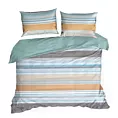 Pościel 220x200 cm bawełniana kolor jasnoturkusowy, jasnopomarańczowy w paski SARA 36