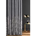 Zasłona szyta na taśmie 5 cm grafitowo szampańska z welwetowej tkaniny z błyszczącym nadrukiem od dołu