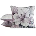 Poszewka na poduszkę 45x45 cm welwetowa, kremowo fioletowa, dwustronna z motywem kwiatów VELVET 122 Eurofirany Premium
