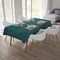Obrus szyty LIBERTY turkusowy z miękkiej, welwetowej tkaniny z nakrapianym połyskującym nadrukiem
