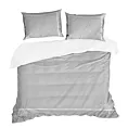 Pościel 220x200 cm z makosatyny bawełnianej kolor szary, biały z tasiemką welwetową EVA 9 Eva Minge