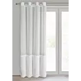 Firana biała z etaminy zdobiona w dolnej cześci firany puszystą futrzaną aplikacją 140x250 cm przelotka MARION