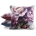 Poszewka na poduszkę 45x45 cm welwetowa różowo, fioletowa z roślinnym nadrukiem VELVET 212