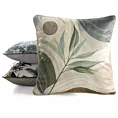 Poszewka na poduszkę 45x45 cm welwetowa oliwkowo, beżowo z roślinnym nadrukiem VELVET 213