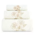 Zestaw ręczników bawełnianych na prezent 3 szt kolor kremowy, beżowy z haftem kwiatów 400 g/m2 MELANI