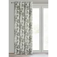 Zasłona biało, beżowa z motywem liści monstery, zaciemniająca 140x250 cm przelotka - ZORA