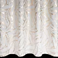 Zasłona biało szampańska zdobiona nadrukiem liści 140x250 cm złota przelotka - MILENA