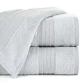 Ręcznik kąpielowy 50x90 cm bawełniany kolor srebrny zdobiony bordiura w paski 550 g/m2 AURA