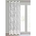 Dekoracja okienna biała zdobiona botanicznym wzorem z żakardu 140x250 cm przelotka - LINNEA
