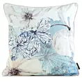 Poszewka na poduszkę 45x45 cm welwetowa, niebiesko beżowa, dwustronna z motywem kwiatów VELVET 126 Eurofirany Premium