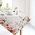 Bieżnik na stół naturalno, różowy 85x85 cm SUMMER 2 z nadrukowanym motywem kwitnących kwiatów
