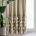 Zasłona welwetowa ciemnobeżowa zdobiona falbanami i lśniącymi akcentami 140x250 cm taśma - CARLI