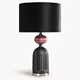Lampa stołowa do pokoju czarno, bordowa GIANA o szklanej tłoczonej podstawie i welwetowym abażurem