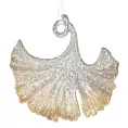 Ozdoba choinkowa LIŚĆ MIŁORZĘBU obsypana srebrno-złotym brokatem