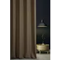 Zasłona szyta na flexach brązowa o naturalnym charakterze, z widocznym, ozdobnym splotem