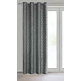 Zasłona stalowo, srebrzysta zdobiona nadrukiem geometrycznym 140x250 cm przelotka - SEMI