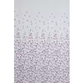 Dekoracja okienna biało, fioletowa z lekkiej etaminy z nadrukiem drobnych liści 140x250 cm przelotka - NOEMI