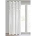 Zasłona welwetowa biała zdobiona falbanami 140x250 cm przelotka - SAMI