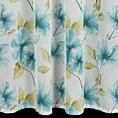 Dekoracja okienna biało, niebieska z lekkiej etaminy z nadrukiem kwiatów, półtransparentna 140x250 cm przelotka SOFIA