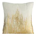 Poszewka na poduszkę 45x45 cm z dodatkiem lnu naturalno, złota z błyszczącym nadrukiem IMANI
