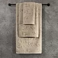 Ręcznik kąpielowy 50x90 cm bawełniany kolor beżowy z wytłaczanym wzorem roślinnym 475 g/m2 FLORIA