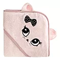 Ręcznik kąpielowy dziecięcy 100x100 cm bawełniany kolor różowy z kapturem i aplikacją uroczego kotka 450 g/m2 BABY 72