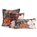 Poduszka w kształcie walca 62 x 16 cm z welwetu kremowo, pomarańczowa z motywem kwiatów CHLOE EUROFIRANY PREMIUM