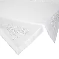 Bieżnik na stó biały 85x85 cm TULIA obszyty szeroką kantą i zdobiony koronkową aplikacją EUROFIRANY PREMIUM