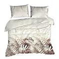 Pościel 160x200 cm bawełna ranforce kolor biały brązowy z motywem roślinnym NESSA