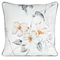 Poszewka na poduszkę dwustronna 45x45 cm welwetowa, biało pomarańczowa z motywem roślinnym z wypustką na brzegach AMELIA Eurofirany Premium