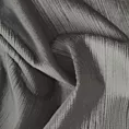 Obrus szyty ciemnoszary z tkaniny welwetowej w pionowe prążki, wykończona obciążnikiem