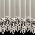 Firana szyta na taśmie 5 cm kremowa z matowej markizety ozdobionej aplikacją w duży fantazyjny wzór