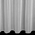 Firana szyta na taśmie 5 cm biała w stylu eko, z efektem deszczyku, zdobiona pionowymi paseczkami, wykończona obciążnikiem