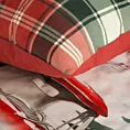 Pościel świąteczna 160x200 cm z bawełny ranforce, kolor czerwono, biały zdobiona uroczym nadrukiem świątecznego auta XMAS