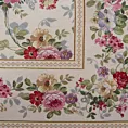Obrus naturalno, różowy 100x100 cm gobelinowy zdobiony motywem kwiatów