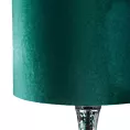 Lampa stołowa do salonu ciemnozielona ADA na szklanej podstawie z welwetowym abażurem
