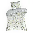 Pościel 140x200 cm bawełniana kolor biały, zielony w kwiaty SONIA 35