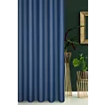 Zasłona szyta na taśmie 5 cm granatowa z gładkiej tkaniny zaciemniającej typu dimout wykończona obciążnikiem