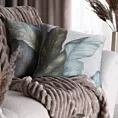 Poszewka na poduszkę 45x45 cm o strukturze lnu z lamówką zielono, popielata LEN