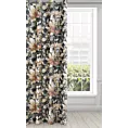 Zasłona welwetowa grafitowo, zielona w kwiaty 140x250 cm przelotka - BETTY