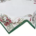 Świąteczny obrus kolor zielono, czerwony 100x100 cm szenilowy tkany motywem świątecznym