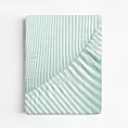 Prześcieradło z gumką 120x200 cm z bawełny kolor miętowy w pasy 125 g/m2
