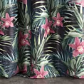 Tkanina zasłonowa zaciemniająca typu blackout z motywem egzotycznych liści i storczyków