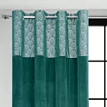 Zasłona turkusowa z aplikacją z błyszczącego welwetu 140x250 cm przelotka - AGNES - Design 91