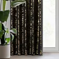 Zasłona welwetowa czarna zdobiona nadrukiem liści 140x270 cm taśma - FELIS