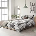 Pościel 220x200 cm bawełniana kolor biały, stalowy z wzorem dużych kwiatów SPRING 39
