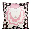 Poszewka na poduszkę 45x45 cm welwetowa, czarno różowa z motywem baranków KIDS 7 B DESIGN 91