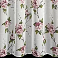 Zasłona biało, różowa z etaminy zdobiona nadrukiem pnących kwiatów 135x250 cm przelotki - RUTH