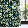 Zasłona czarno, zielona zaciemniająca w kwiaty 140x250 cm przelotka - LONI
